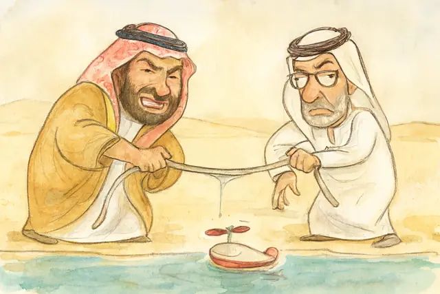 Karikatur zum Stück: Wer schützt das Rote Meer – und vor wem?