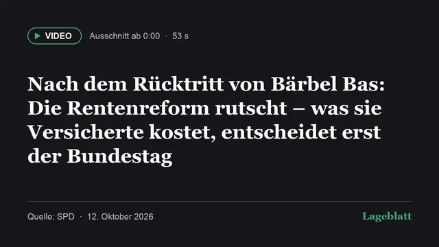 Nach dem Rücktritt von Bärbel Bas: Die Rentenreform rutscht – was sie Versicherte kostet, entscheidet erst der Bundestag